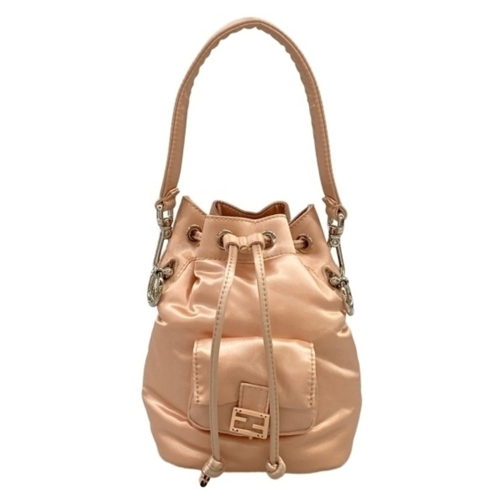 Fendi Handbag Montresor Pink Beige drawstring bag